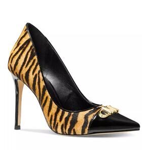 MICHAEL KORS Womens Parker Pointed-Toe Pumps 7 Tan Animal Print Calf Hair NWOB